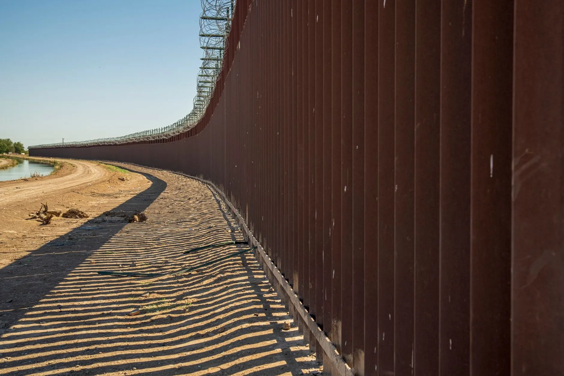 A steel border wall